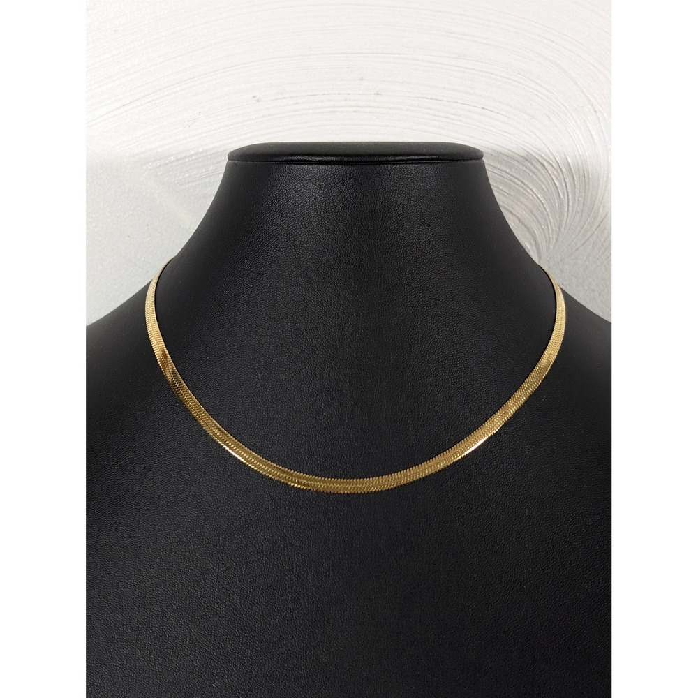 EVRY Jewels Gold Tone Herringbone Chain Necklace 16 Inch Flat Layering